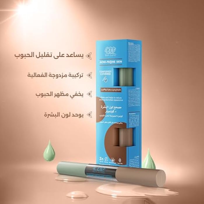 Eva Skin Clinic Acne-Prone Corrector + Concealer for Blemishes, Natural Coverage, Hides Acne & Redness, Reduces Acne Scars, Evens Skin Tone, Acne-Safe, Suitable for Oily Skin, 2 × 6 ML - Image 2